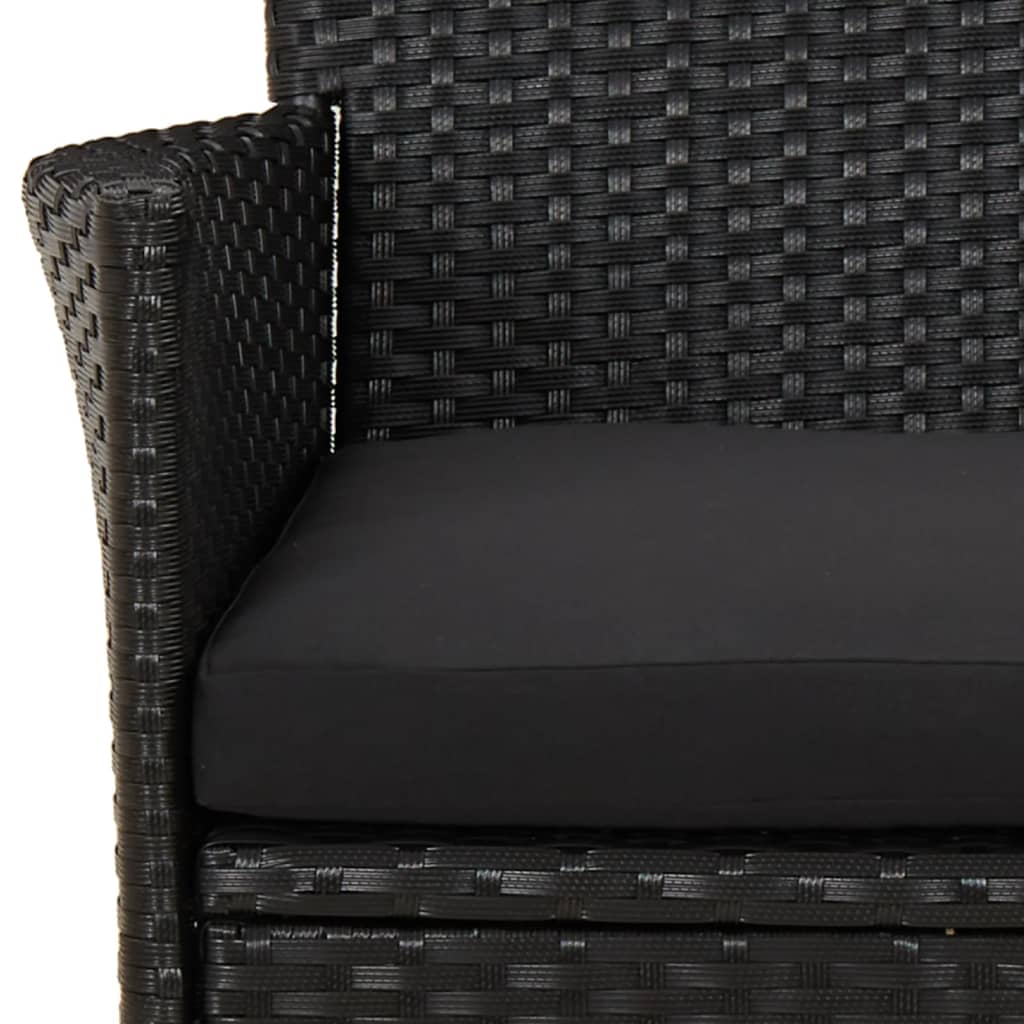 -Delige Tuinset Met Kussens Poly Rattan Zwart 5