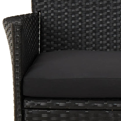 -Delige Tuinset Met Kussens Poly Rattan Zwart 5