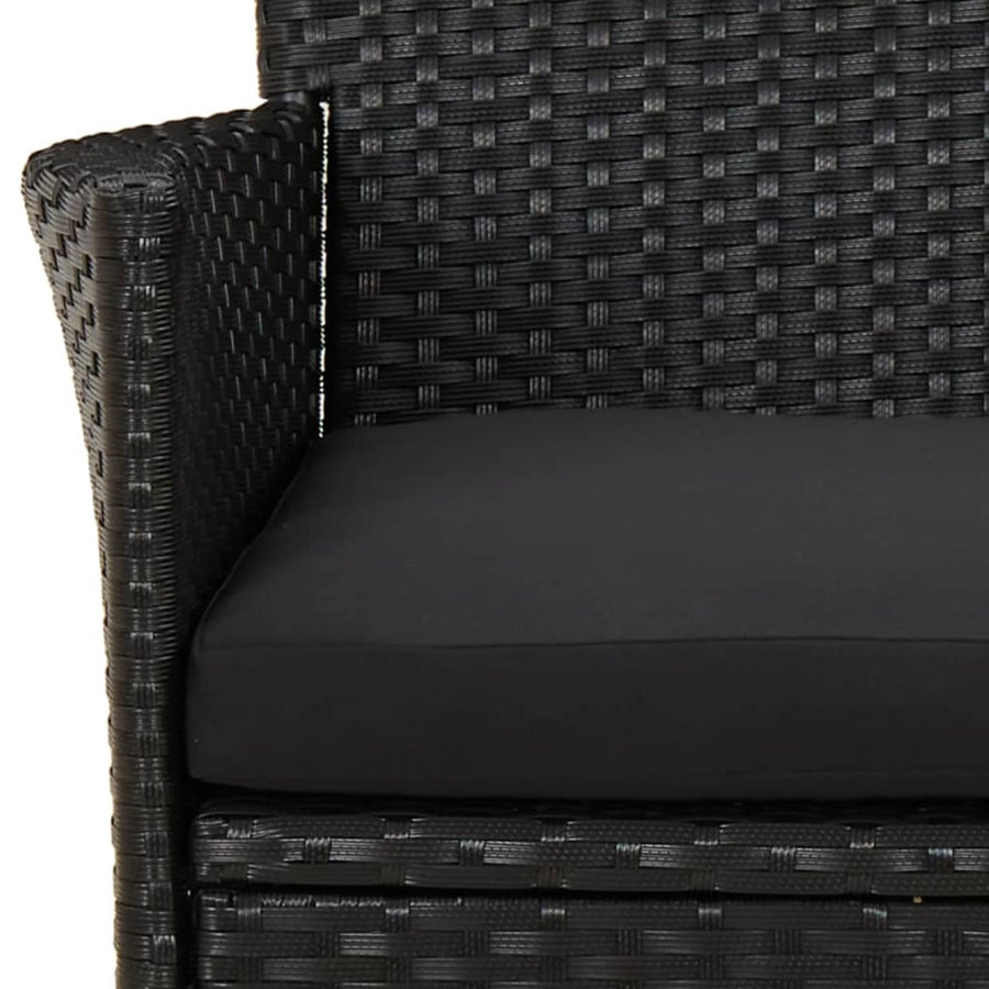 -Delige Tuinset Met Kussens Poly Rattan Zwart 5