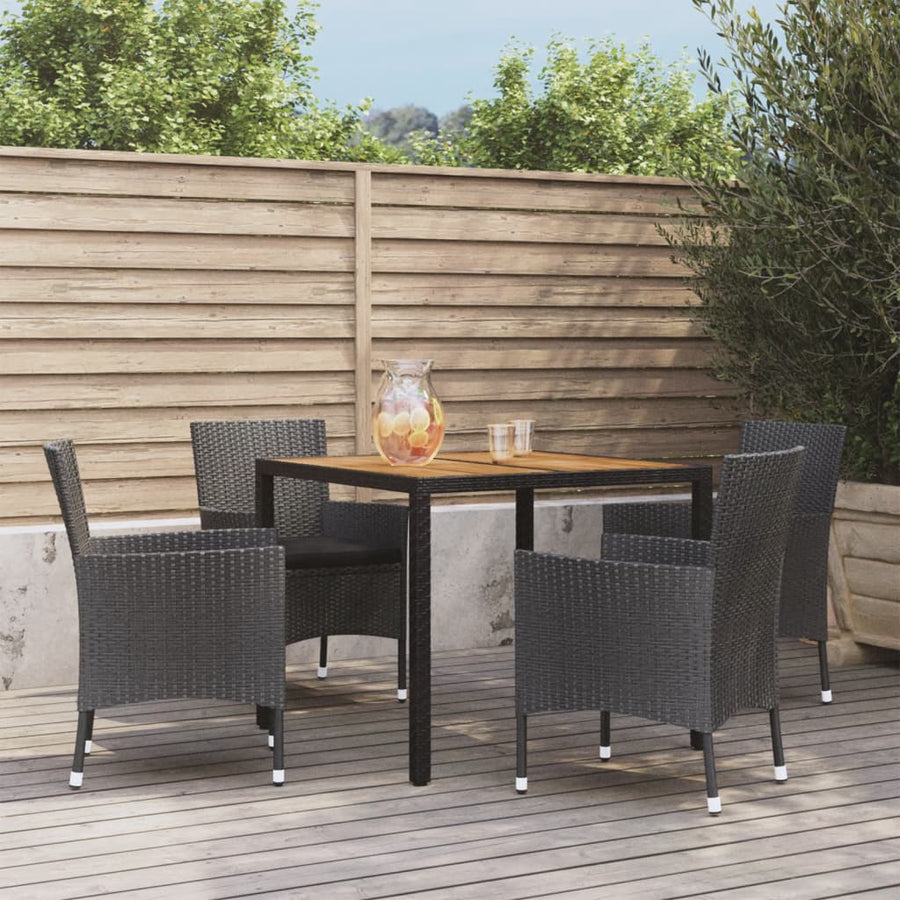 -Delige Tuinset Met Kussens Poly Rattan Zwart 5