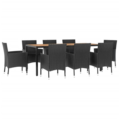 9-delige Tuinset poly rattan zwart