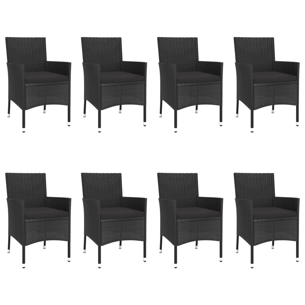 9-delige Tuinset poly rattan zwart