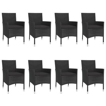 9-delige Tuinset poly rattan zwart