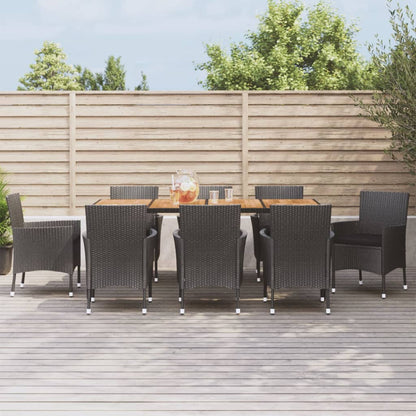 9-delige Tuinset poly rattan zwart