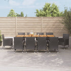 -Delige Tuinset Met Kussens Poly Rattan Zwart 11 250 cm tafellengte