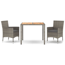 3-Delige Tuinset Met Kussens Poly Rattan Grijs 2
