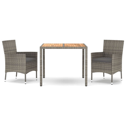 3-Delige Tuinset Met Kussens Poly Rattan Grijs 2