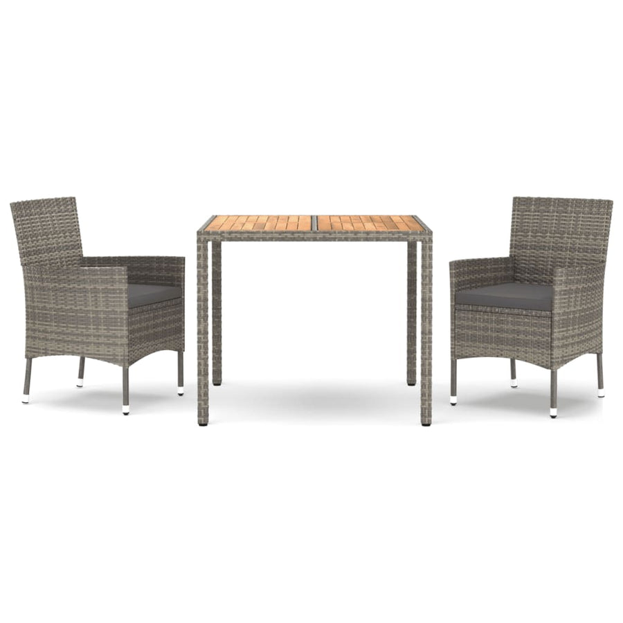 3-Delige Tuinset Met Kussens Poly Rattan Grijs 2