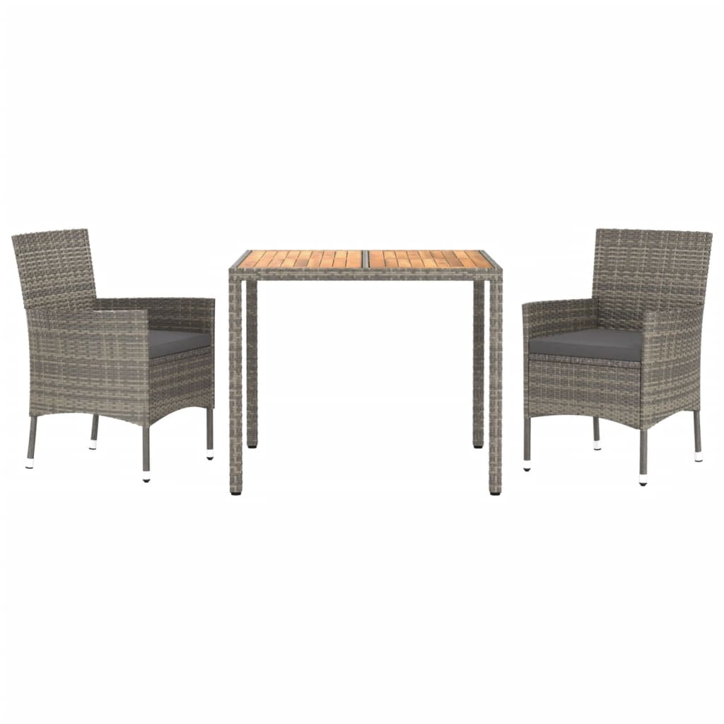3-Delige Tuinset Met Kussens Poly Rattan Grijs 2
