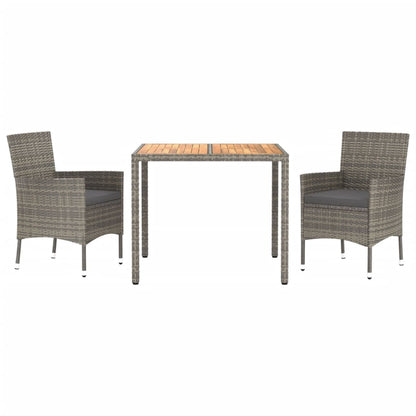 3-Delige Tuinset Met Kussens Poly Rattan Grijs 2