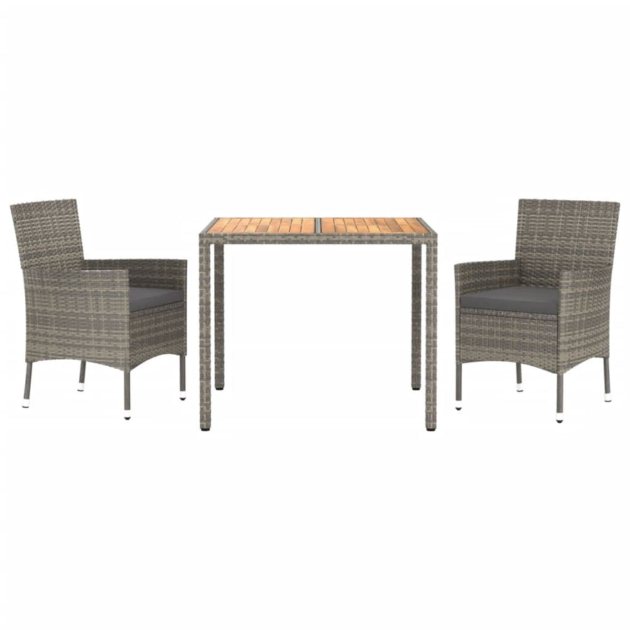 3-Delige Tuinset Met Kussens Poly Rattan Grijs 2