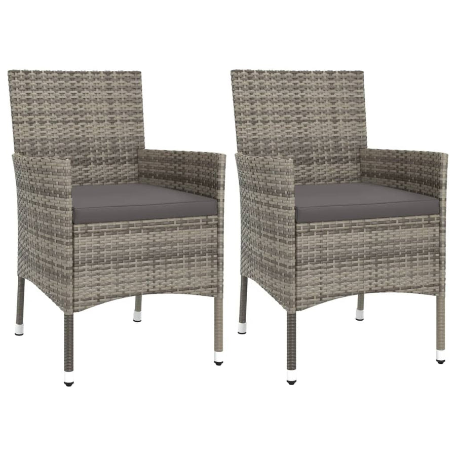3-Delige Tuinset Met Kussens Poly Rattan Grijs 2