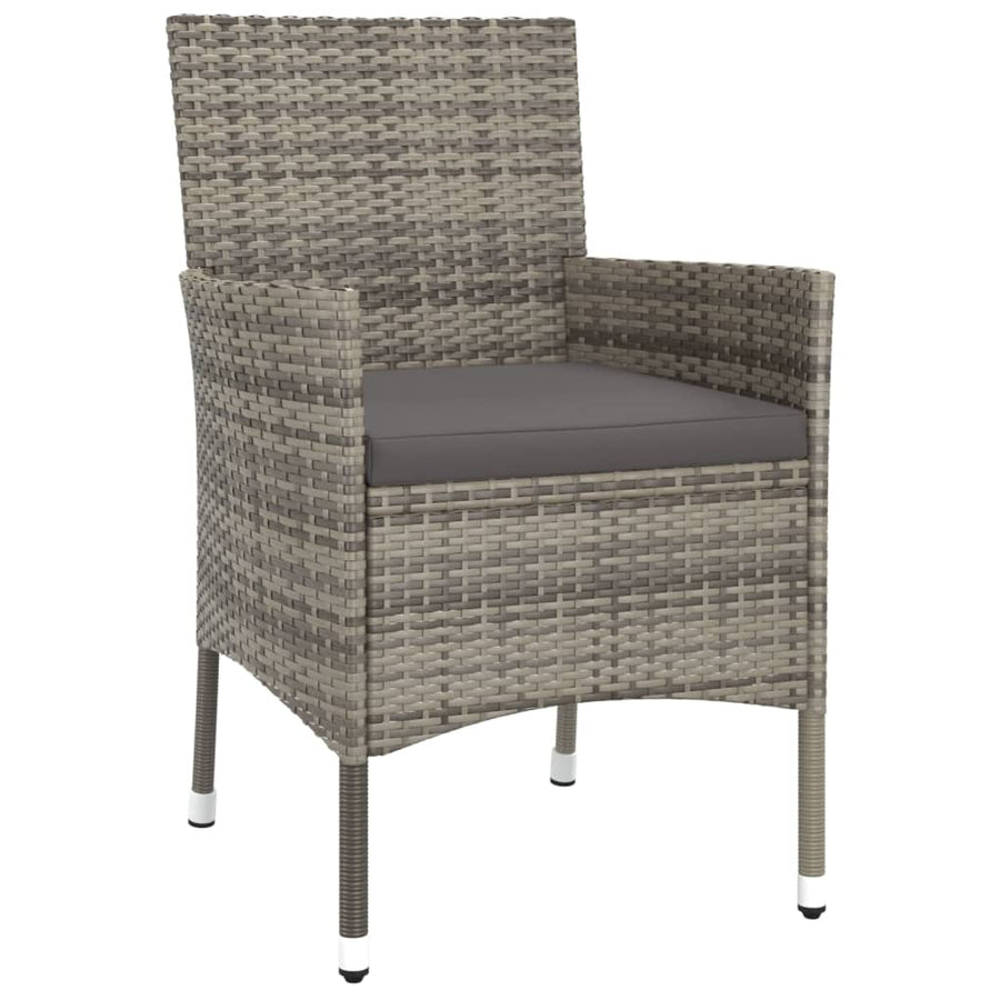 3-Delige Tuinset Met Kussens Poly Rattan Grijs 2