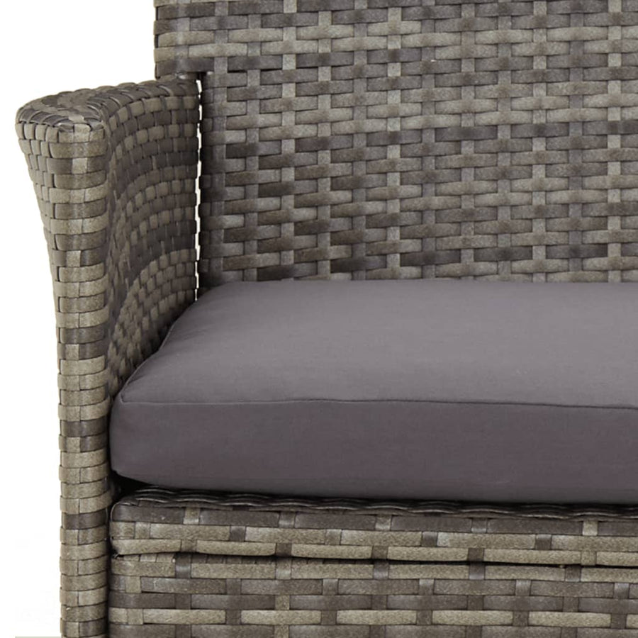 3-Delige Tuinset Met Kussens Poly Rattan Grijs 2