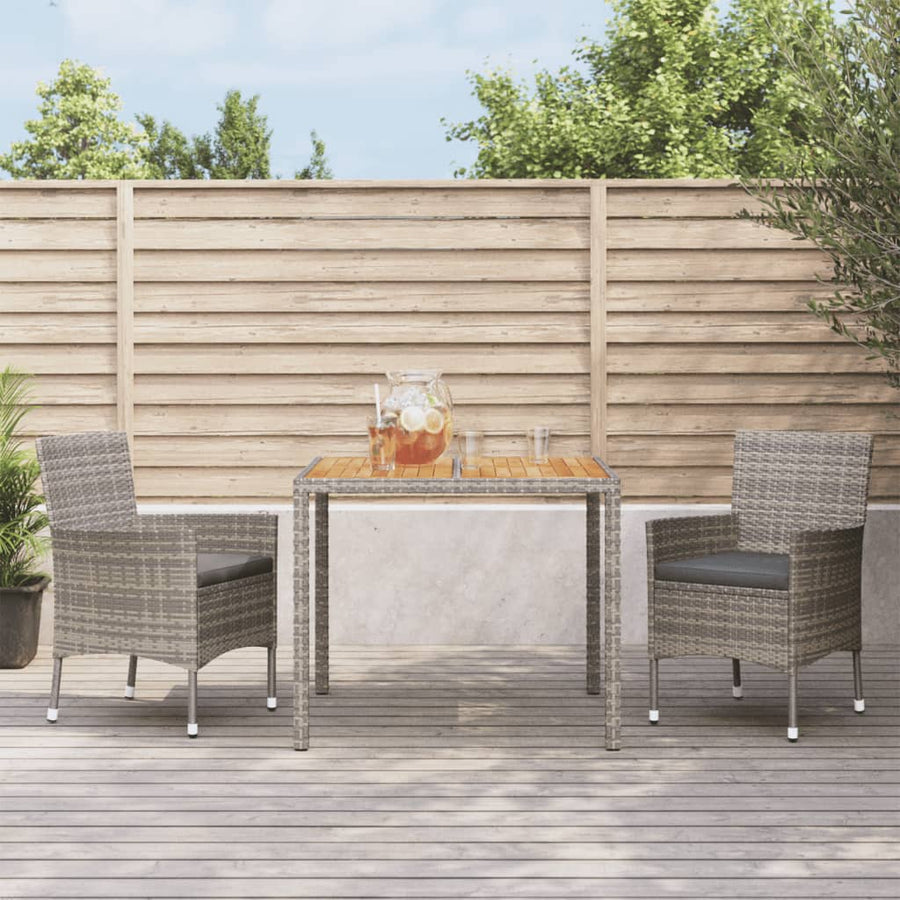 3-Delige Tuinset Met Kussens Poly Rattan Grijs 2