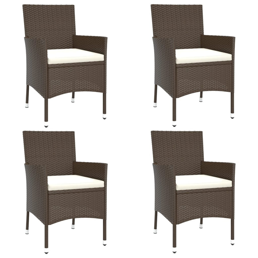 -Delige Bistroset Met Kussens Poly Rattan 5 Bruin en wit