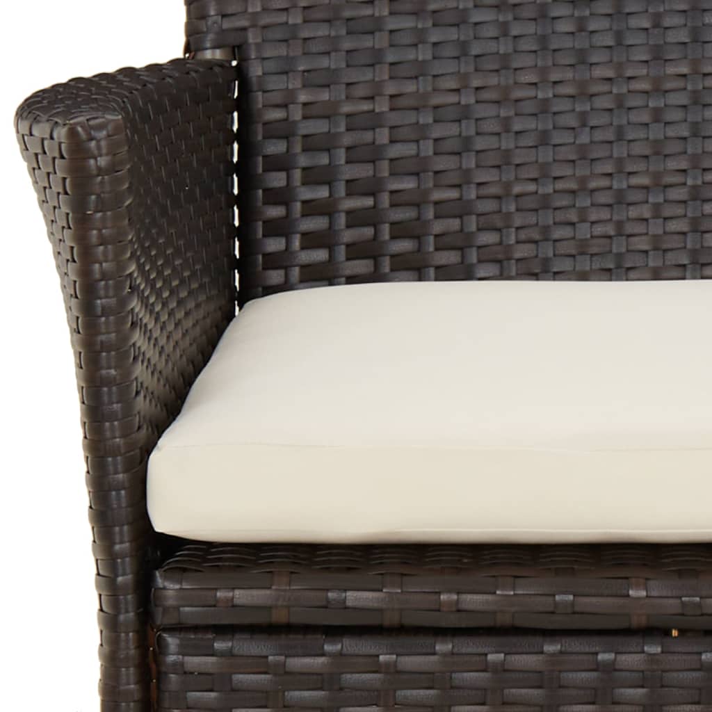 -Delige Bistroset Met Kussens Poly Rattan 5 Bruin en wit