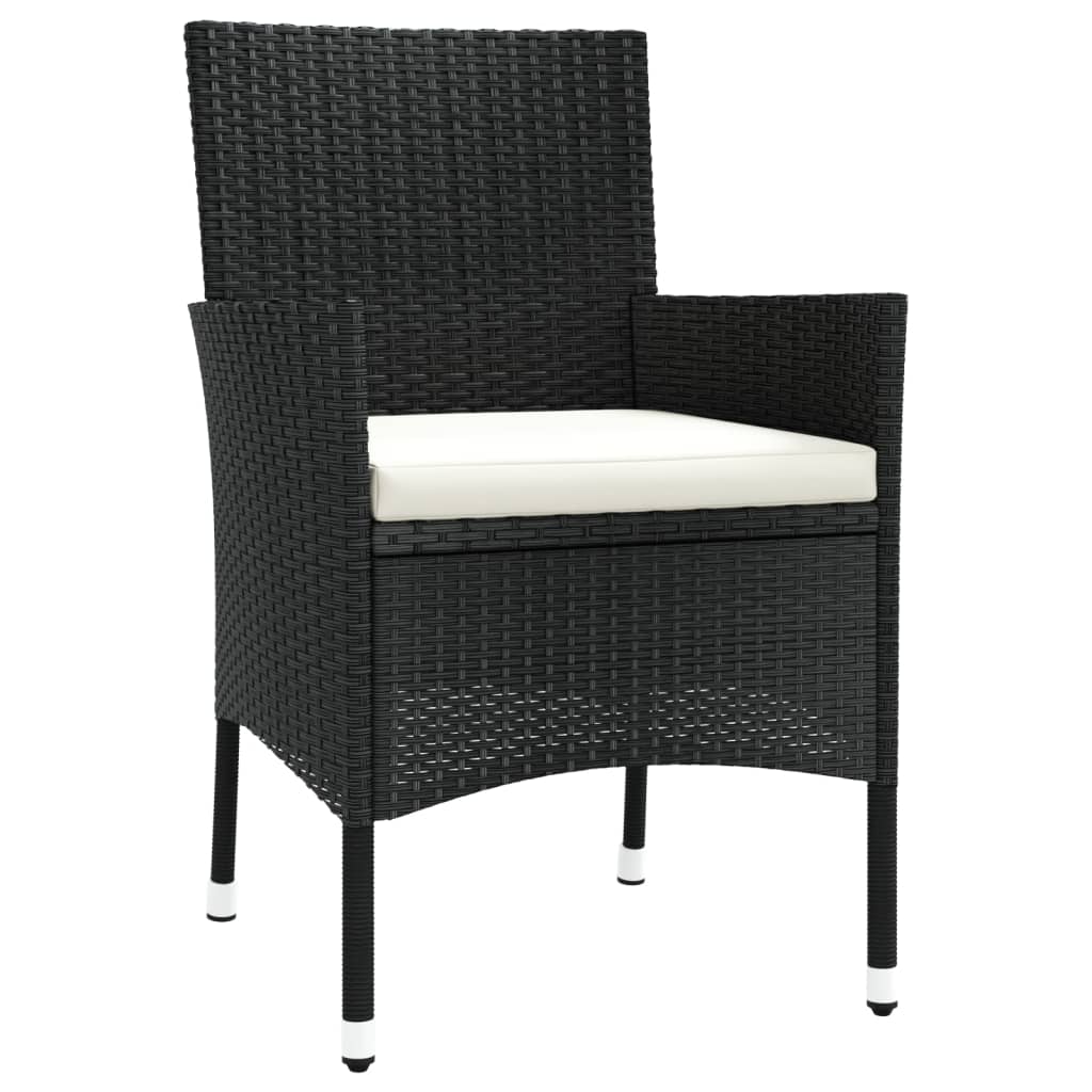-Delige Bistroset Met Kussens Poly Rattan 3 Zwart en wit