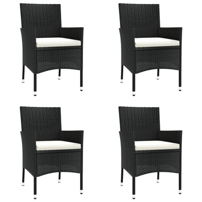 -Delige Bistroset Met Kussens Poly Rattan 5 Zwart en wit
