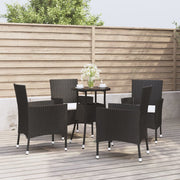 Bistroset 5-delig poly rattan zwart