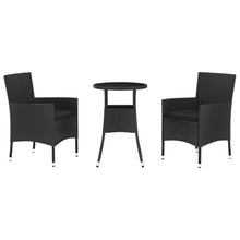 -Delige Bistroset Met Kussens Poly Rattan 3 Zwart