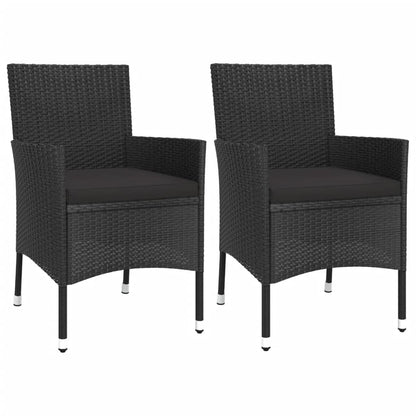 -Delige Bistroset Met Kussens Poly Rattan 3 Zwart