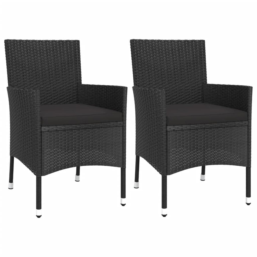 -Delige Bistroset Met Kussens Poly Rattan 3 Zwart