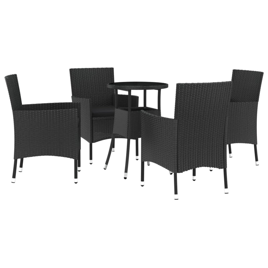 -Delige Bistroset Met Kussens Poly Rattan 5 Zwart