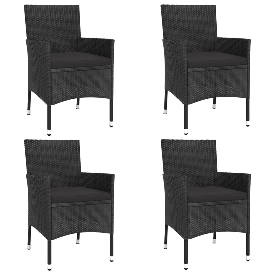 -Delige Bistroset Met Kussens Poly Rattan 5 Zwart