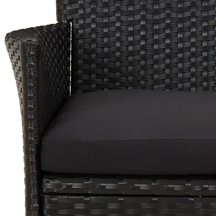 -Delige Bistroset Met Kussens Poly Rattan 5 Zwart