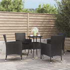 -Delige Bistroset Met Kussens Poly Rattan 5 Zwart