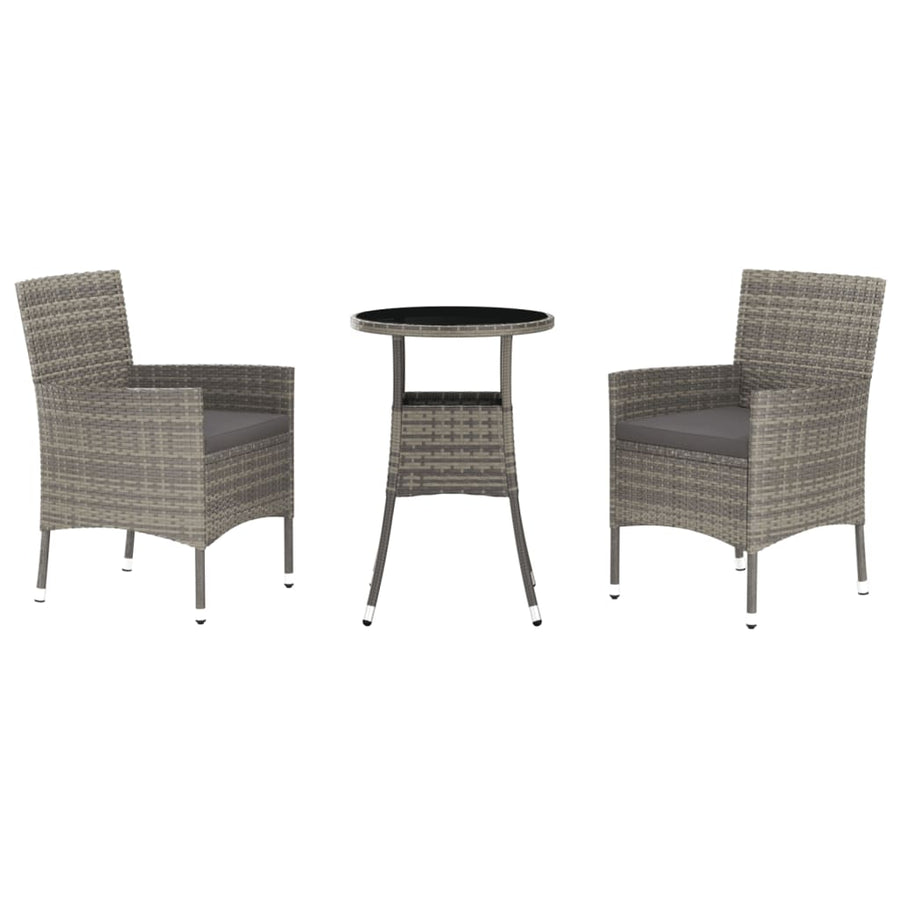 -Delige Bistroset Met Kussens Poly Rattan 3 Grijs