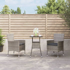 -Delige Bistroset Met Kussens Poly Rattan 3 Grijs