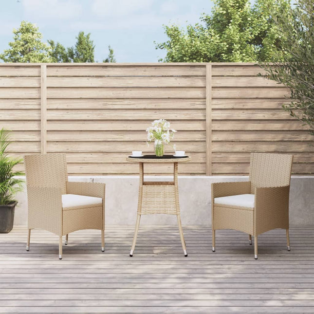 -Delige Bistroset Met Kussens Poly Rattan 3 Beige