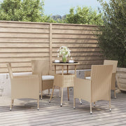 Bistroset 5-delig poly rattan beige met kussens