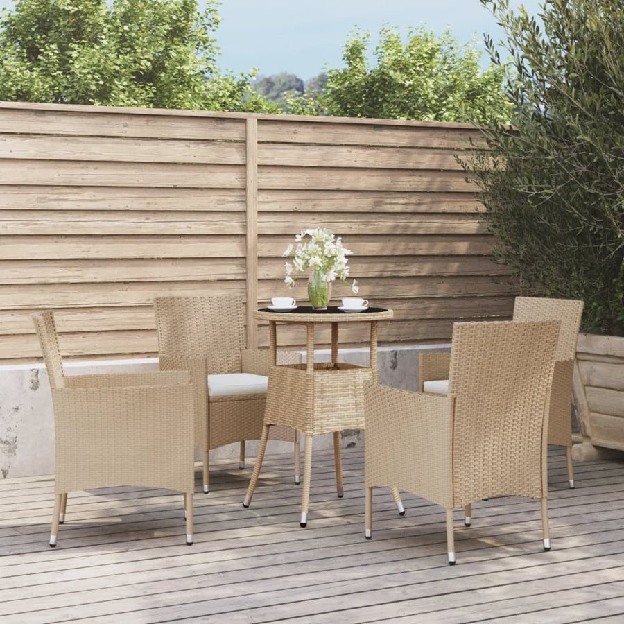 5-Delige Bistroset Met Kussens Poly Rattan 4