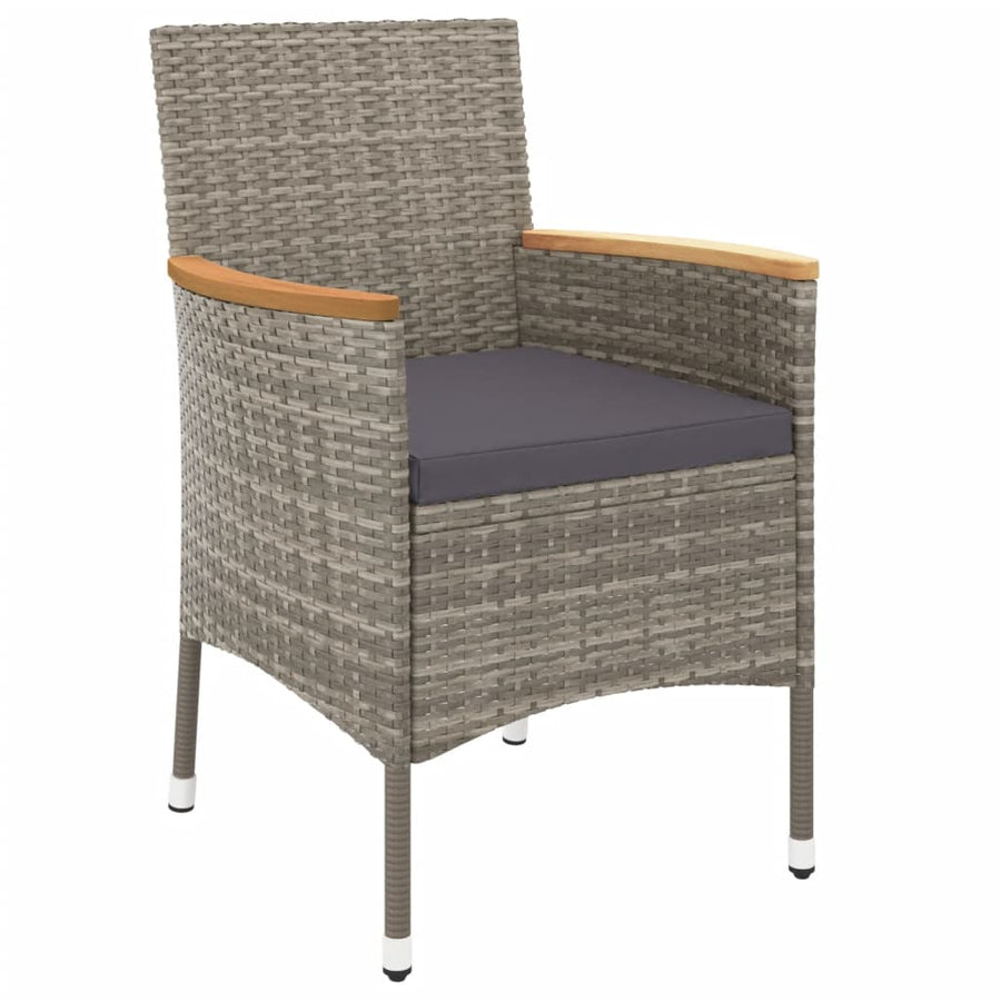3-Delige Bistroset Met Kussens Poly Rattan Grijs 2