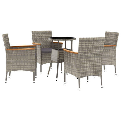 5-Delige Bistroset Met Kussens Poly Rattan Grijs 4