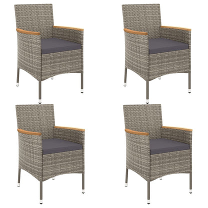 5-Delige Bistroset Met Kussens Poly Rattan Grijs 4