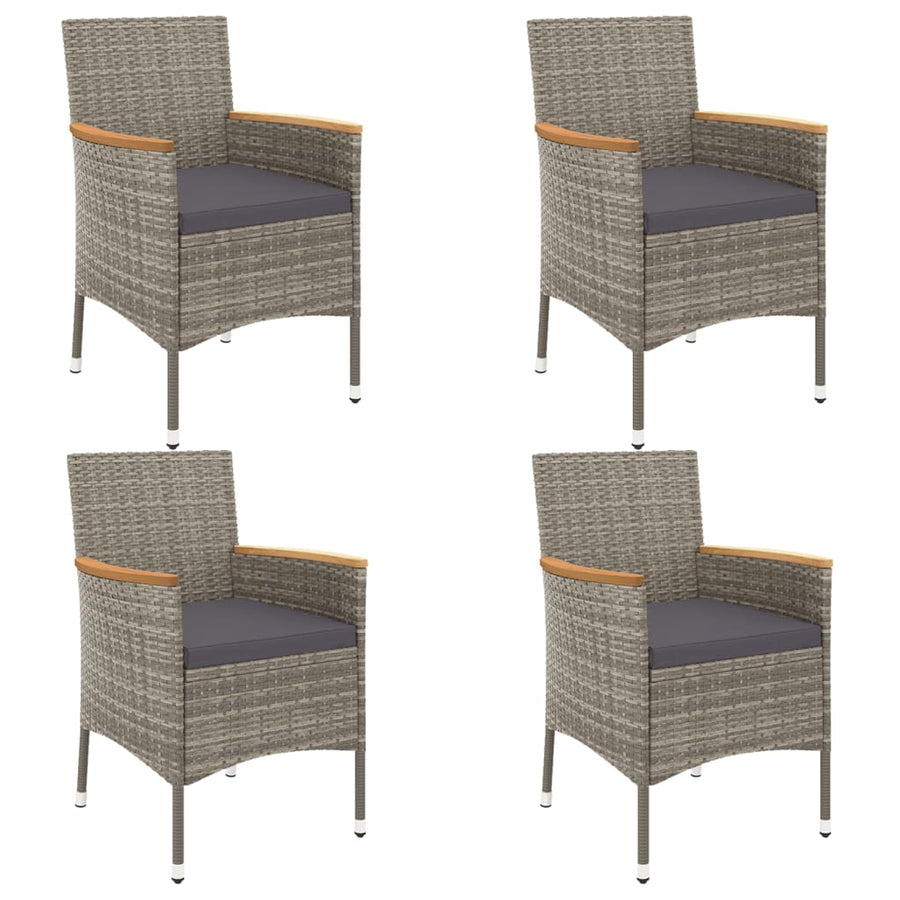 5-Delige Bistroset Met Kussens Poly Rattan Grijs 4