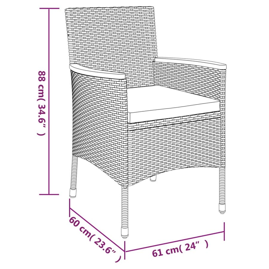 5-Delige Bistroset Met Kussens Poly Rattan Grijs 4