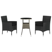 -Delige Bistroset Met Kussens Poly Rattan Zwart 3 Effen zwart