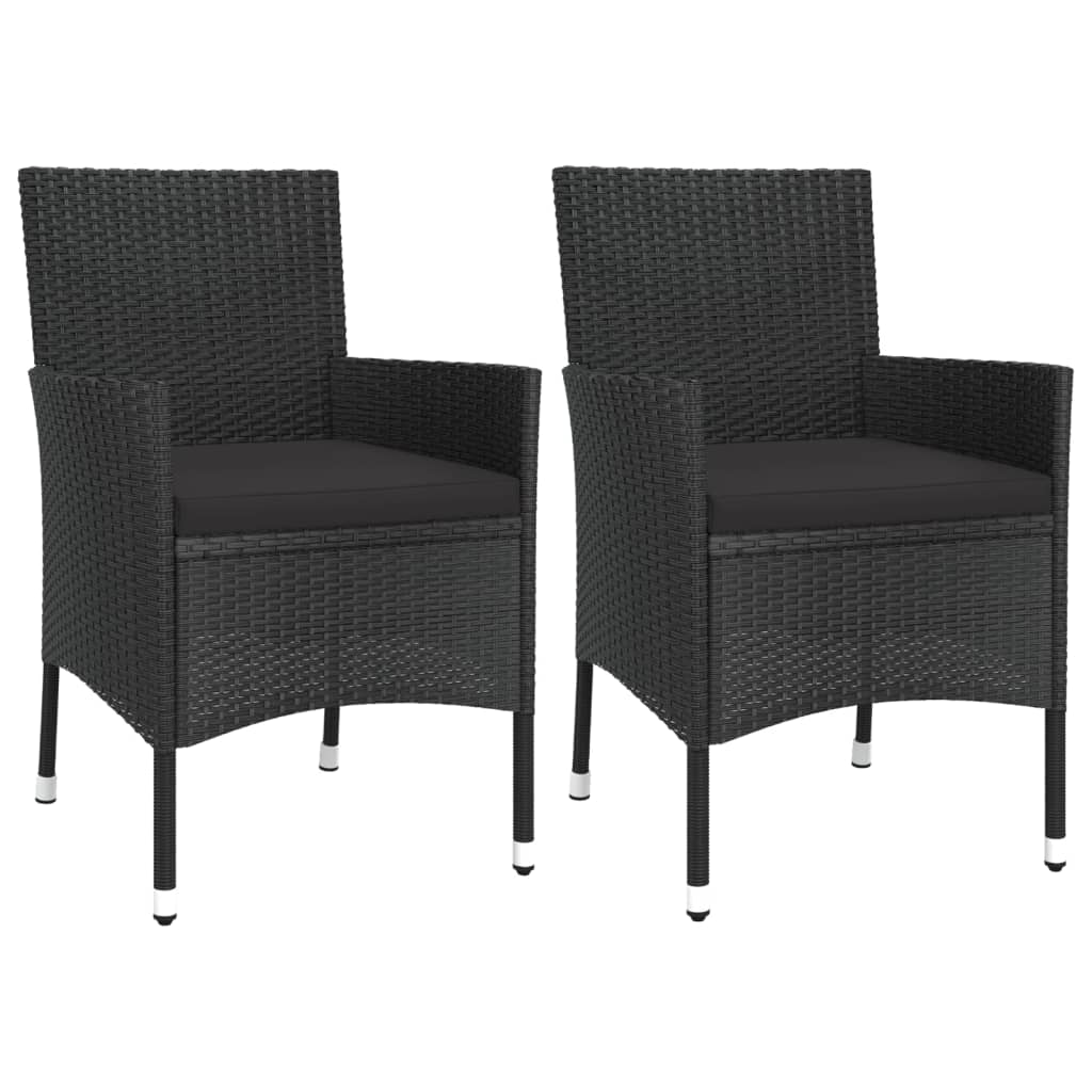 -Delige Bistroset Met Kussens Poly Rattan Zwart 3 Effen zwart