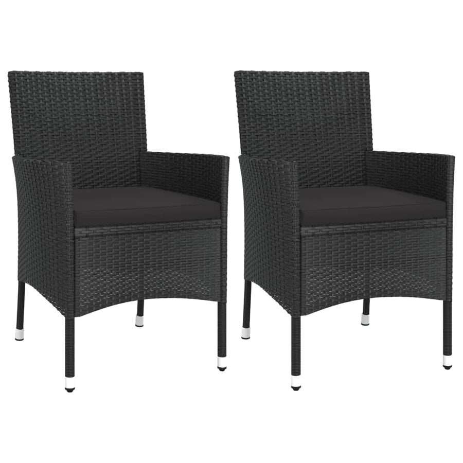 -Delige Bistroset Met Kussens Poly Rattan Zwart 3 Effen zwart