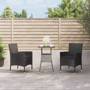 Bistroset 3-delig poly rattan zwart met kussens