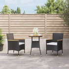 -Delige Bistroset Met Kussens Poly Rattan 3 Zwart