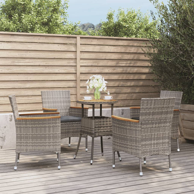 -Delige Bistroset Met Kussens Poly Rattan 5 Grijs