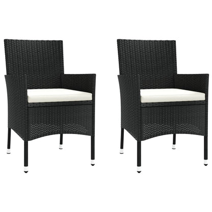 -Delige Bistroset Met Kussens Poly Rattan 3 Zwart en crème