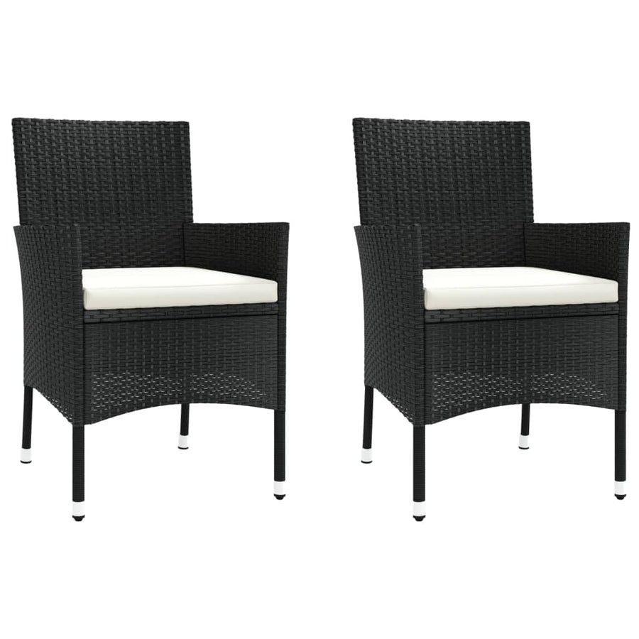 -Delige Bistroset Met Kussens Poly Rattan 3 Zwart en crème