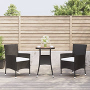 Bistroset 3-delig poly rattan zwart met kussens